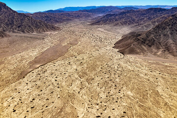 Peru, Palpa Province. Nazca Desert from above