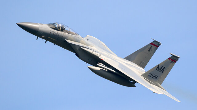 US Air Force (USAF) McDonnell Douglas F-15 Eagle fighter jet in flight