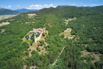 Fototapeta na wymiar aerial view medieval castle camponeschi abruzzo