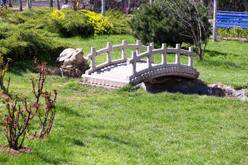 White bridge and turtle in the park