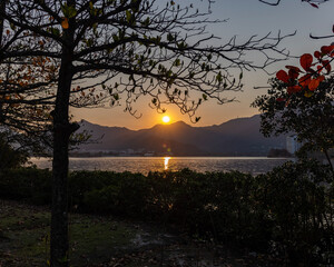 sunset over the lake