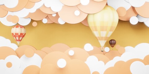 Obraz premium Hot Air Balloons in the Sky 3D Illustration