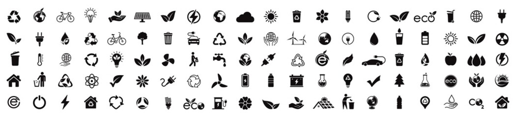 Ecology icon set. Ecofriendly icon, nature icons set on white background. Vector illustration - obrazy, fototapety, plakaty