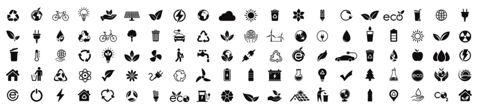 Ecology icon set. Ecofriendly icon, nature icons set on white background. Vector illustration