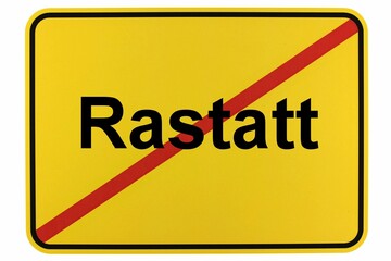 Illustration eines Stadtausgangsschildes der Stadt Rastatt in Baden-Württemberg