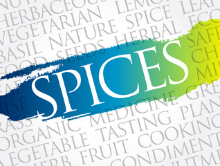 Spices word cloud collage, food concept background