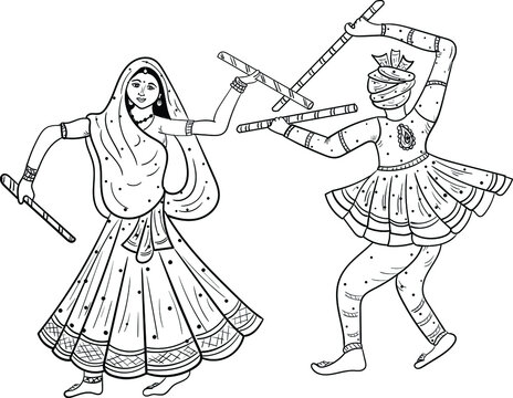 Couple performing Dandiya stock vector Illustration of event  44457778