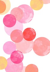 Pastel pink, yellow, beige watercolor hand painted polka dot seamless pattern on white background. Watercolors ink circles, confetti round texture