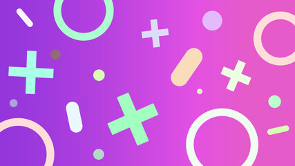 Abstract symbols on purple gradient background