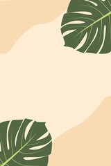 Poster with monstera leaves abstraction pink