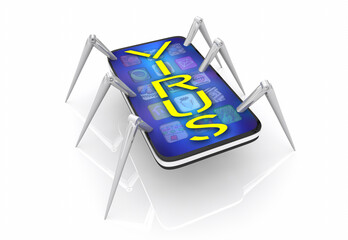 Virus Smart Cell Phone Hack Data Theft Loss Bug 3d Illustration