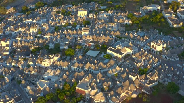 Aerial view of Alberobello. The country of trulli in Bari in Puglia