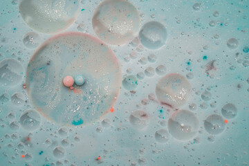 Macro Close Up Photo of Abstract Minimalistic Artwork with Milk and Paint