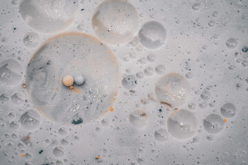 Macro Close Up Photo of Abstract Minimalistic Artwork with Milk and Paint