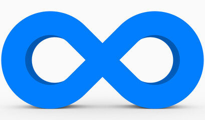 Infinity symbol 3d blue isolated on white background