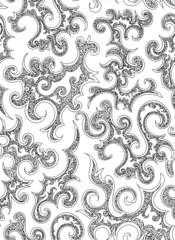 Abstract decorative vector seamless pattern with hand drawn curling ornaments