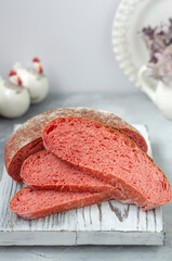 Italian bread bread sliced on a board
