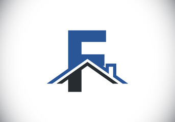 Initial F monogram alphabet with the roof. Home or house sign. Real estate logo concept. Font emblem. Modern vector logo for Real estate business and company identity.