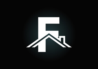 Initial F monogram alphabet with the roof. Home or house sign. Real estate logo concept. Font emblem. Modern vector logo for Real estate business and company identity.