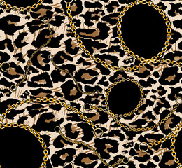 Chain and leopard pattern design for fabric 