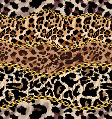 Chain leopard patchwork design pattern