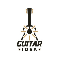 guitar idea logo with glowing light bulb