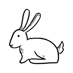 Hand drawn farm rabbit. Doodle sketch style. Drawing line simple rabbit icon. Isolated vector illustration.