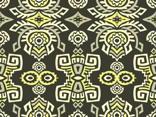 Fototapeta premium Abstract Ethnic Vector Seamless Pattern. Trendy boho tile. African textile design. Scandinavian ornament. Perfect for wallpaper, cloth, wrapping paper and other endless fill.