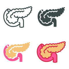 Part of digestive system, large gland in stomach for medical info graphics. Human internal organ, inner body part. Outline. Pancreas icon. Vector illustration. Design on white background. EPS10