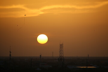 sunset over the city