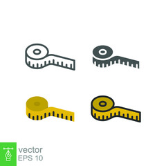 Measuring tape line for length centimeter or meter measure can be used for creative template, logo, craft, website and apps. isometric slim icon. Vector illustration. Design on white background. EPS10