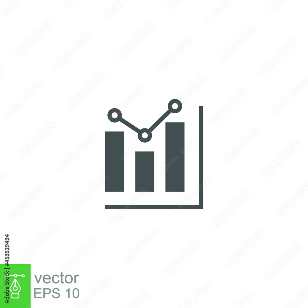 Poster analytic icon solid. two bar chart analyzing static profit sale product. financial and data statisti