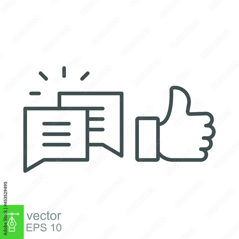 Aufkleber likes with comment icon. hand thumb gesture for give like or positive feedback and square bubble cha