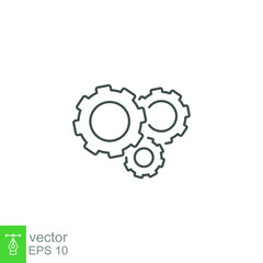 Gear icon, Engineering Cogwheel line. Machine industry, industrial mechanics technical. Setting management symbol. Construction factory equipment. Vector illustration Design on white background. EPS10