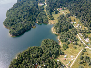 Aerial view of Golyam Beglik Reservoir, Bulgaria