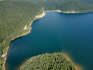 Aerial view of Golyam Beglik Reservoir, Bulgaria