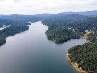 Aerial view of Golyam Beglik Reservoir, Bulgaria