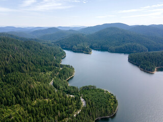 Aerial view of Golyam Beglik Reservoir, Bulgaria