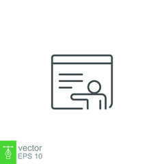 Course learning, mentor, tutor webinar icon. Web education technology program in virtual online learning class conference or tutorial training app. Vector illustration Design on white background EPS10