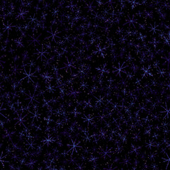 Hand Drawn Snowflakes Christmas Seamless Pattern. Subtle Flying Snow Flakes on chalk snowflakes Background. Awesome chalk handdrawn snow overlay. Flawless holiday season decoration.