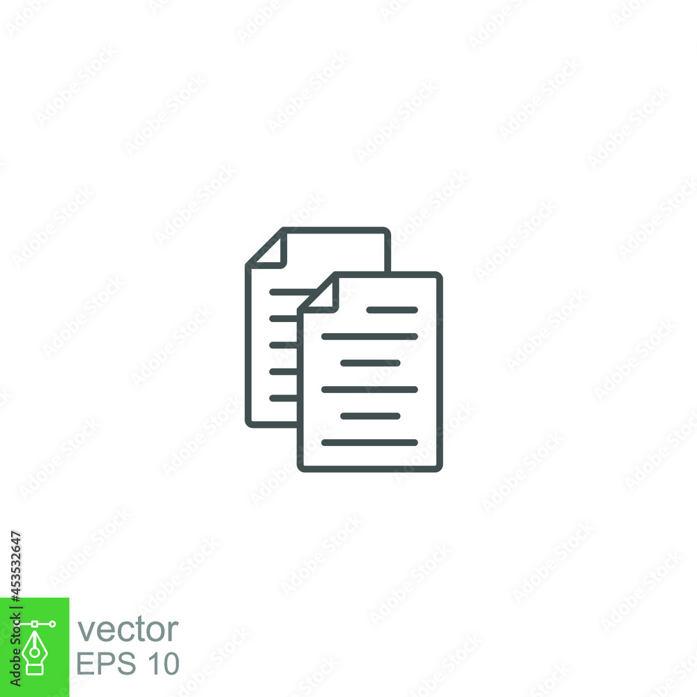 Poster contract records icon line style. copy paste document symbol. paper sheet folder, resume, agreements