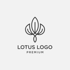 Lotus leaf logo. line art style logo premium