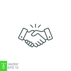 commitment meeting agreement Line icon style . Hand shake for deal contract, partnership, teamwork business greeting. Simple outline for web app. Vector illustration Design on White background. EPS 10