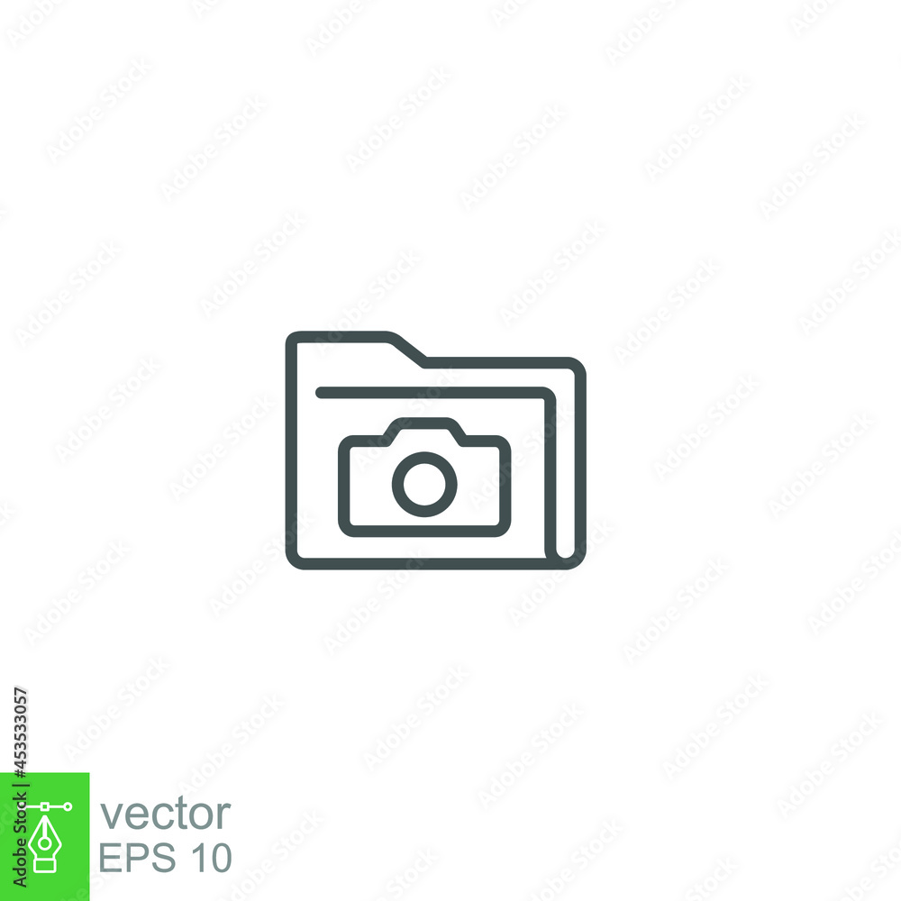 Poster documents file photo picture line icon. folder picture for website or mobile application. camera alb