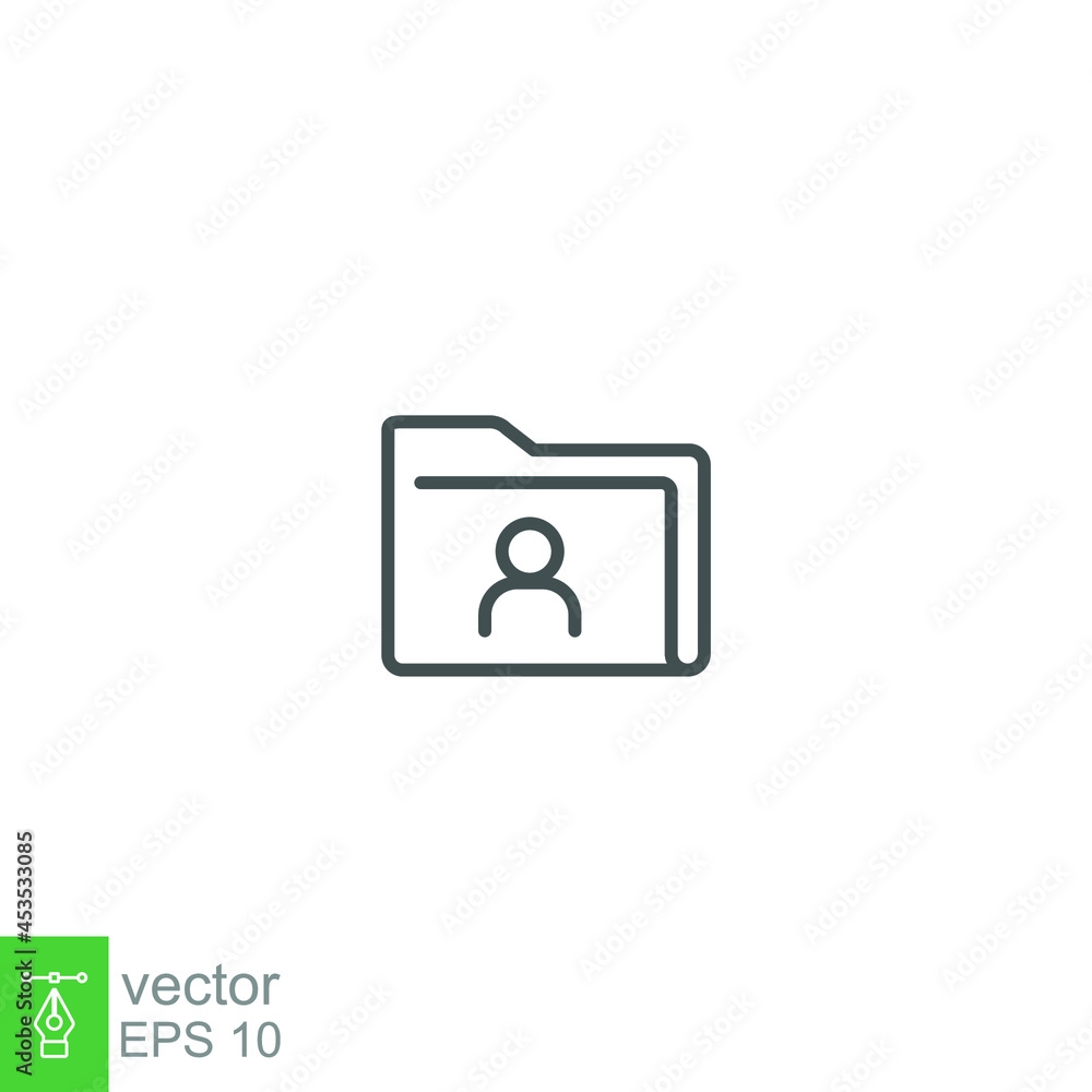 Poster documents profile or user private folder icon. folder with person sign line symbol. privacy confiden