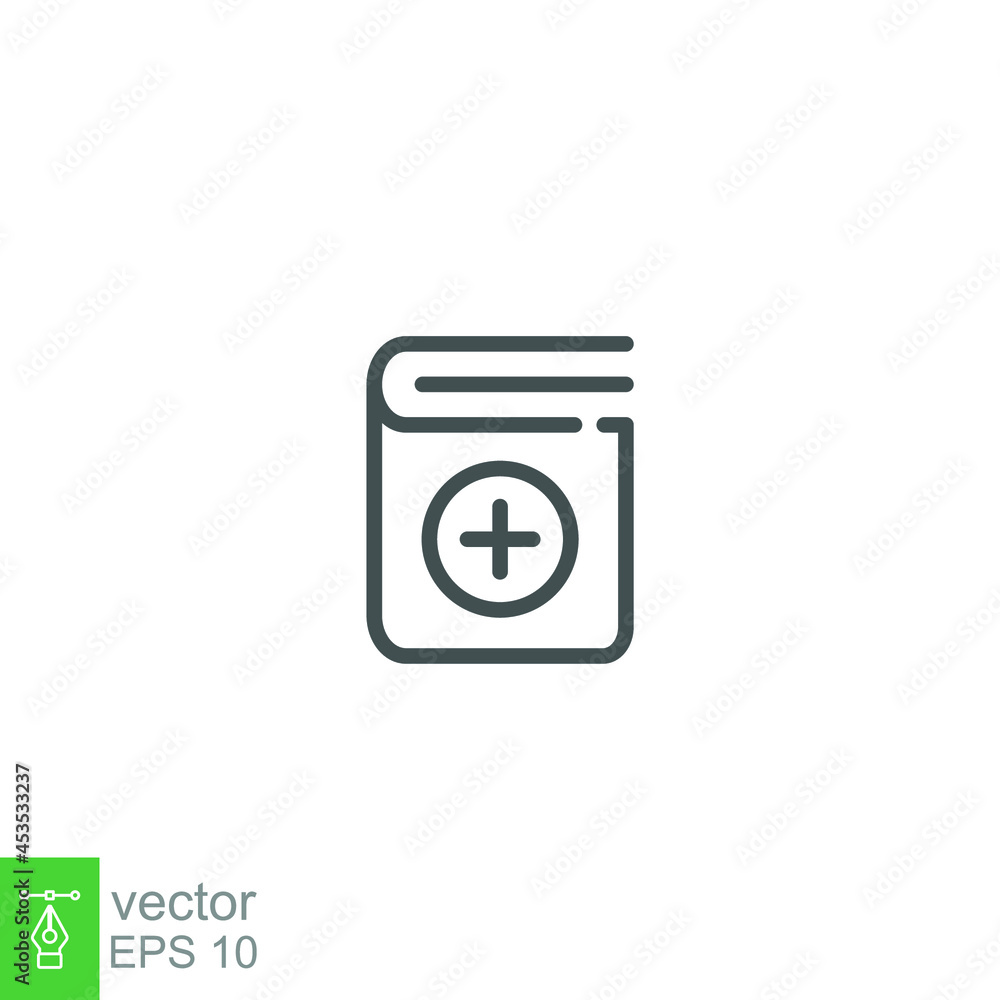 Aufkleber add book icon. creating new folder. cover dictionary with plus symbol for add literature data file. 