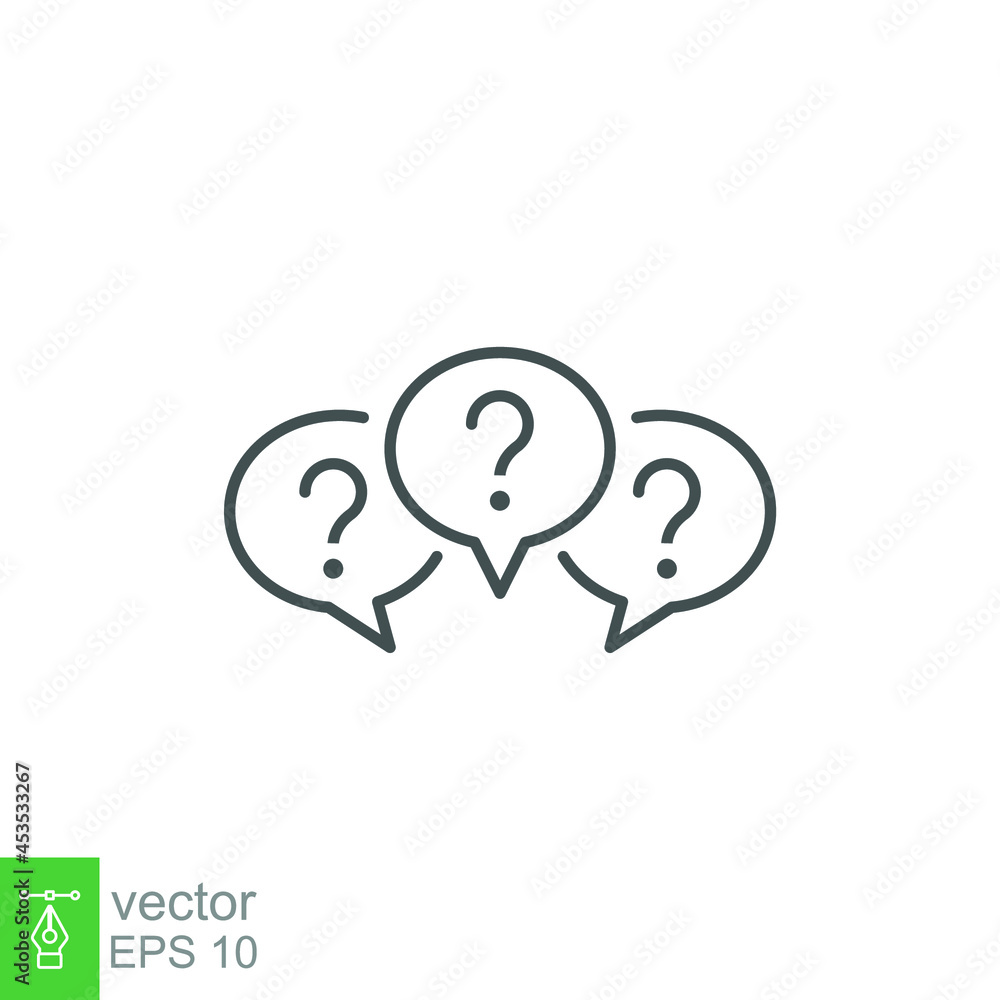 Poster three linear chat speech message icon. speak bubble in forum discussion chatting. group social commu