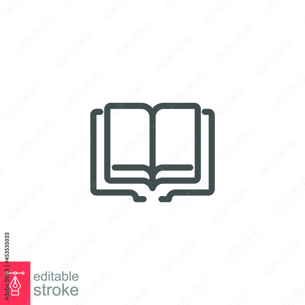 Poster open book line icon. read magazine, booklet, encyclopedia. documents reader logo for web and mobile 