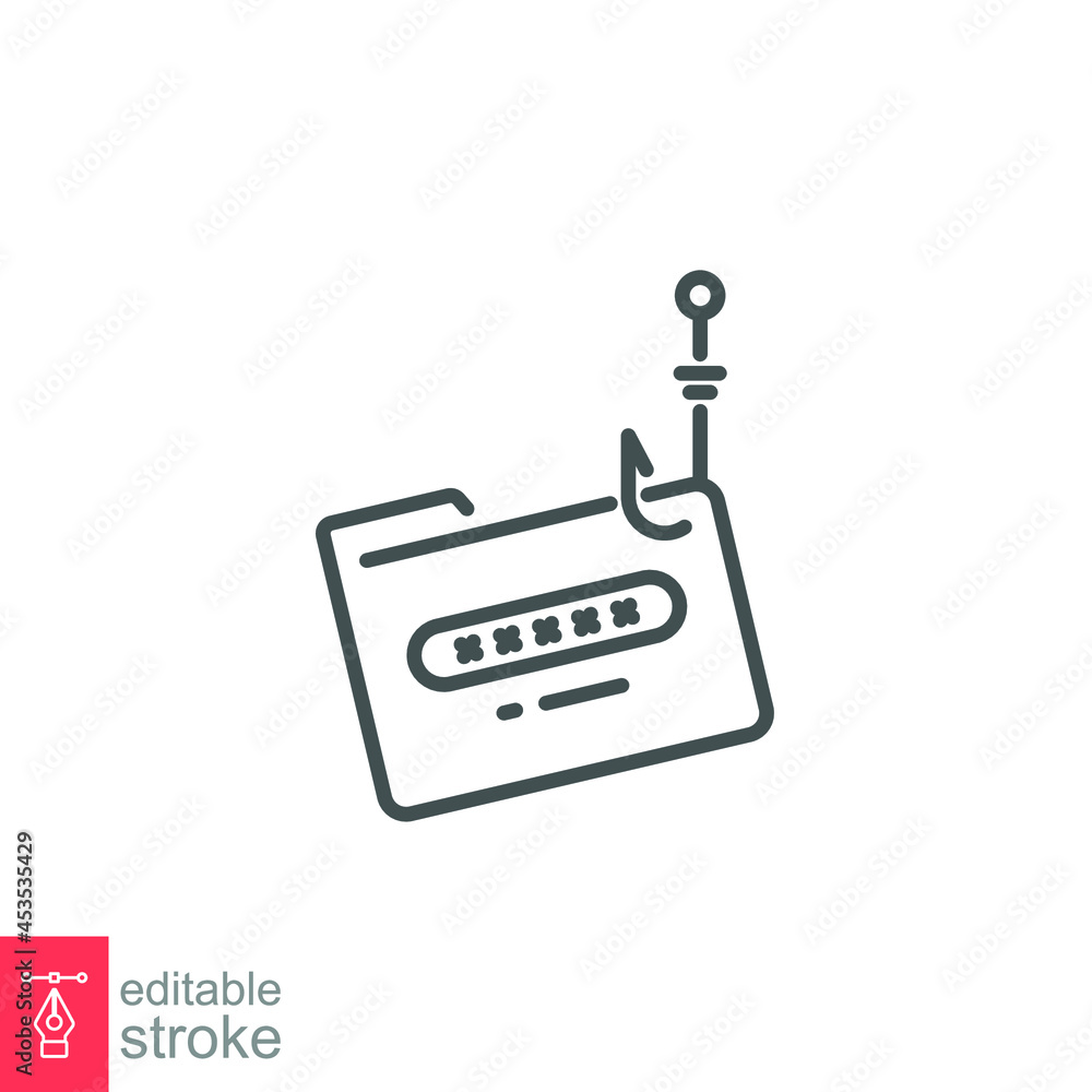 Poster password phishing icon. cyber thief. cyber phish attacks fraud. hacker attack and web security. netw