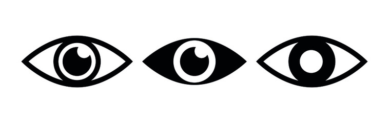 Eye icon set. Eyesight symbol. Retina scan eye icons. Simple eyes collection. Eye silhouette